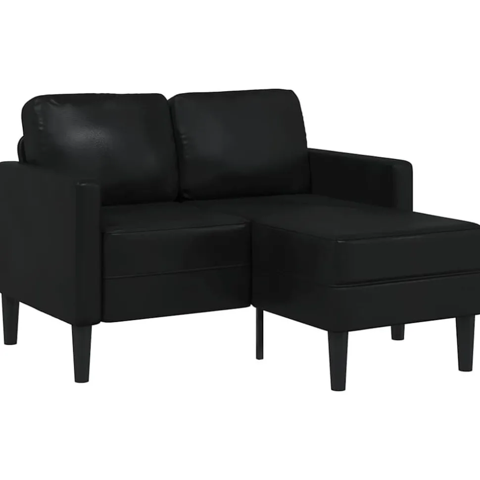 vidaXL Tweezitsbank met chaise longue L-vorm zwart 125 cm kunstleer