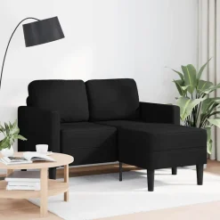 vidaXL Tweezitsbank met chaise longue L-vorm zwart 125 cm kunstleer