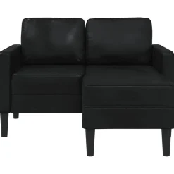 vidaXL Tweezitsbank met chaise longue L-vorm zwart 125 cm kunstleer