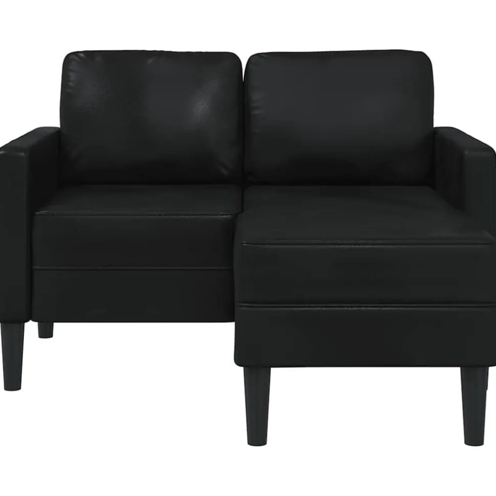 vidaXL Tweezitsbank met chaise longue L-vorm zwart 125 cm kunstleer
