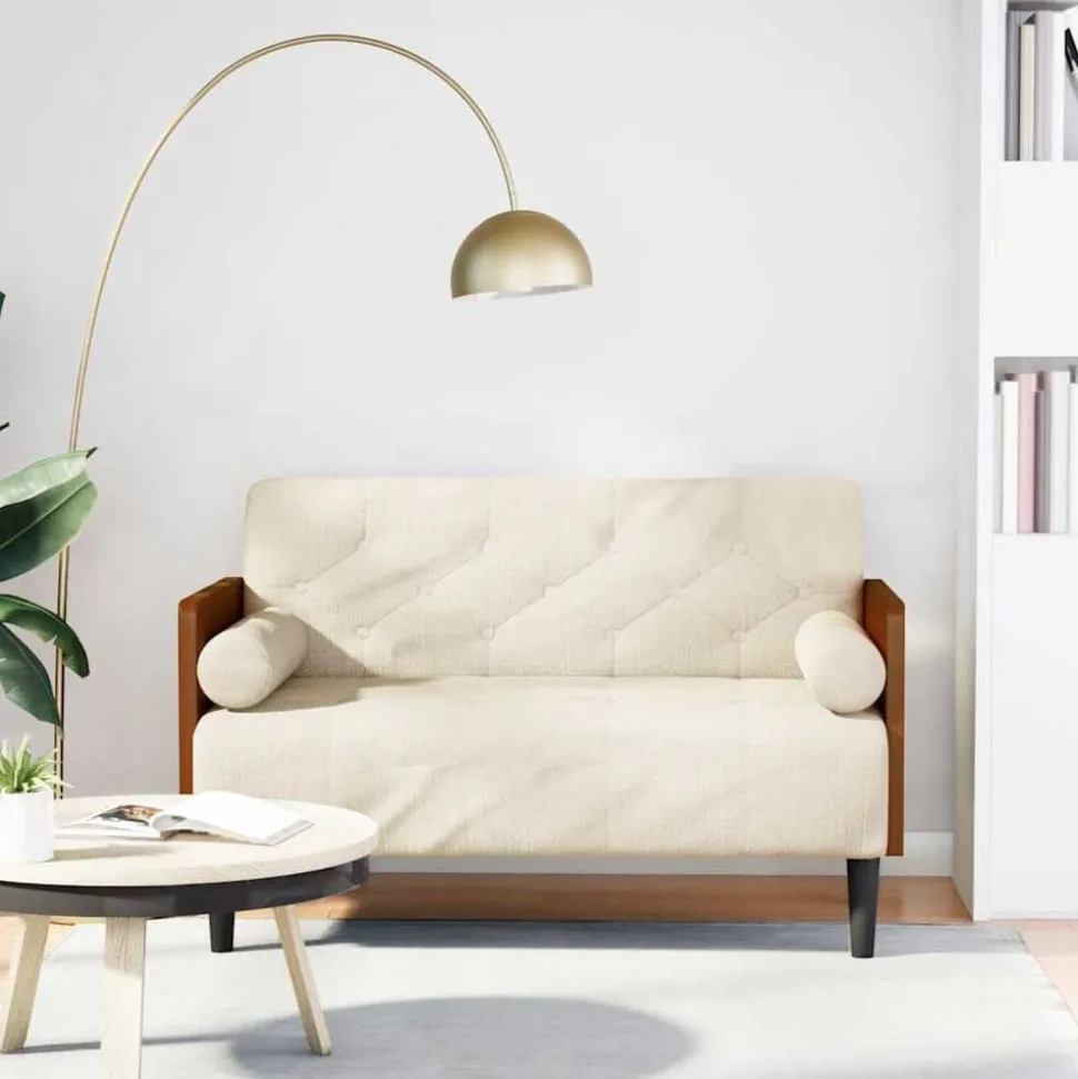 vidaXL Tweezitsbank met kussen 110 cm linnen