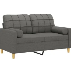 vidaXL Tweezitsbank met sierkussens 120 cm stof donkergrijs