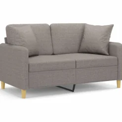 vidaXL Tweezitsbank met sierkussens 120 cm stof taupe