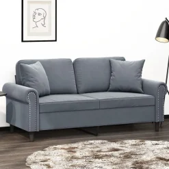 vidaXL Tweezitsbank met sierkussens 140 cm fluweel donkergrijs