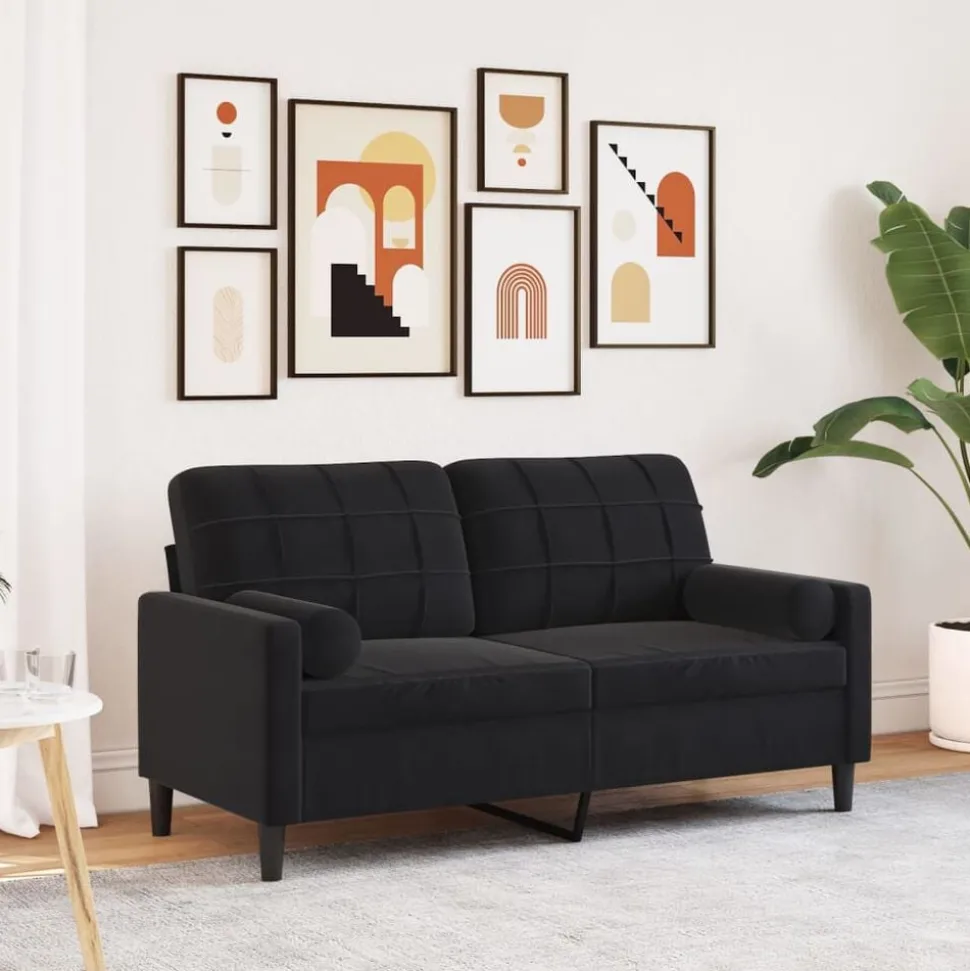 vidaXL Tweezitsbank met sierkussens 140 cm fluweel zwart