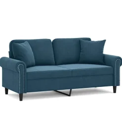 vidaXL Tweezitsbank met sierkussens 140 cm fluweel blauw