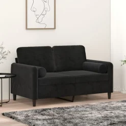 vidaXL Tweezitsbank met sierkussens 120 cm fluweel zwart