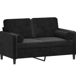 vidaXL Tweezitsbank met sierkussens 120 cm fluweel zwart