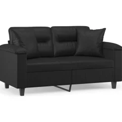 vidaXL Tweezitsbank met sierkussens 120 cm kunstleer zwart