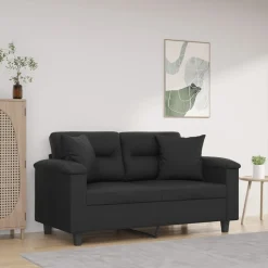 vidaXL Tweezitsbank met sierkussens 120 cm kunstleer zwart
