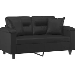 vidaXL Tweezitsbank met sierkussens 120 cm kunstleer zwart