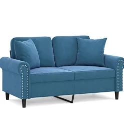 vidaXL Tweezitsbank met sierkussens 120 cm fluweel blauw