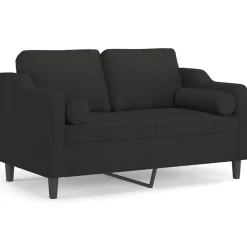 vidaXL Tweezitsbank met sierkussens 120 cm stof zwart
