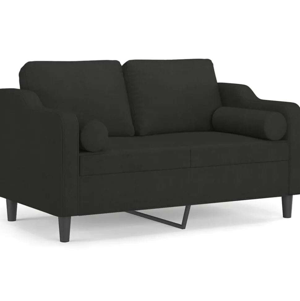 vidaXL Tweezitsbank met sierkussens 120 cm stof zwart