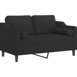 vidaXL Tweezitsbank met sierkussens 120 cm stof zwart