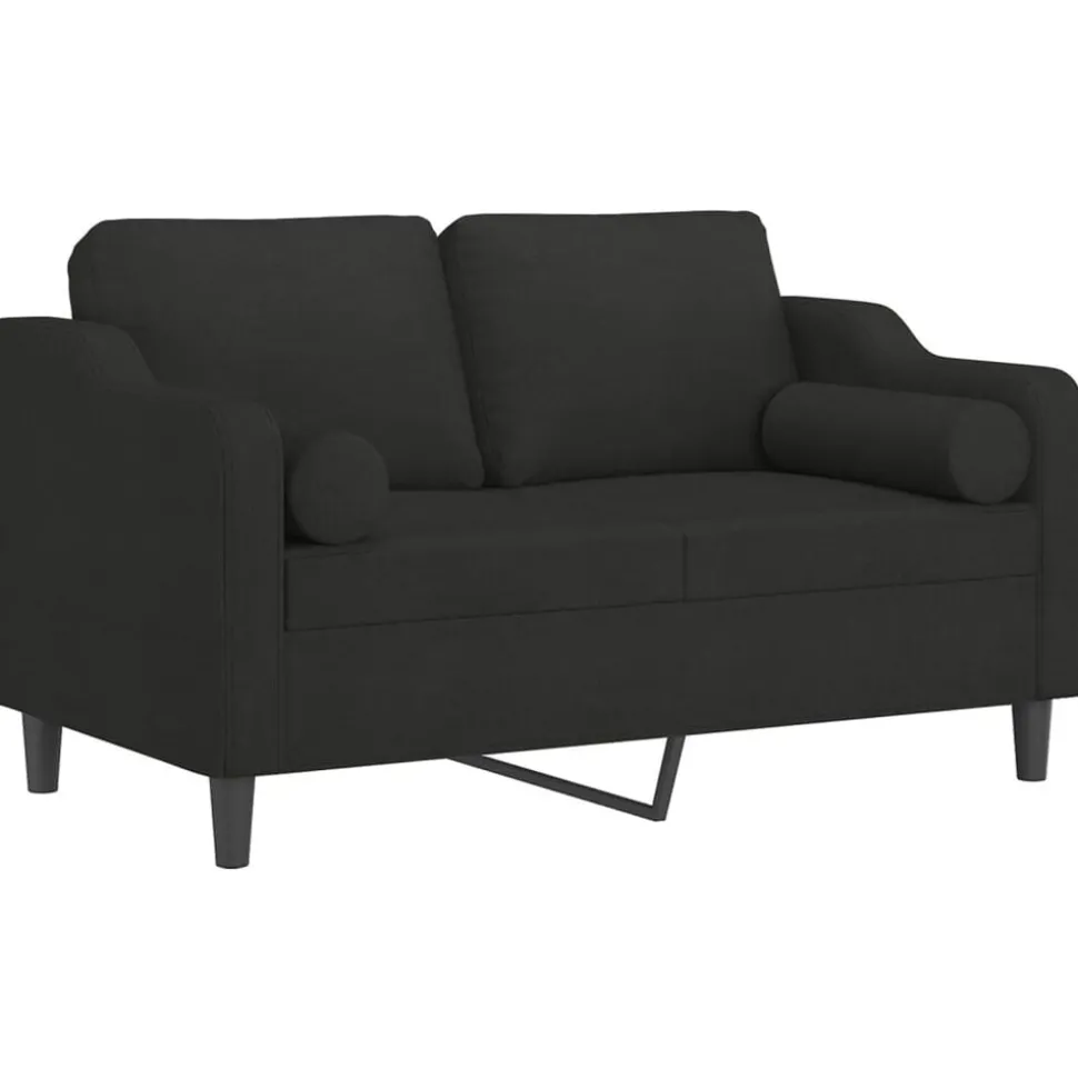 vidaXL Tweezitsbank met sierkussens 120 cm stof zwart