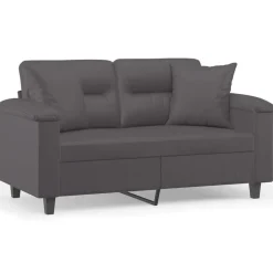 vidaXL Tweezitsbank met sierkussens 120 cm kunstleer grijs