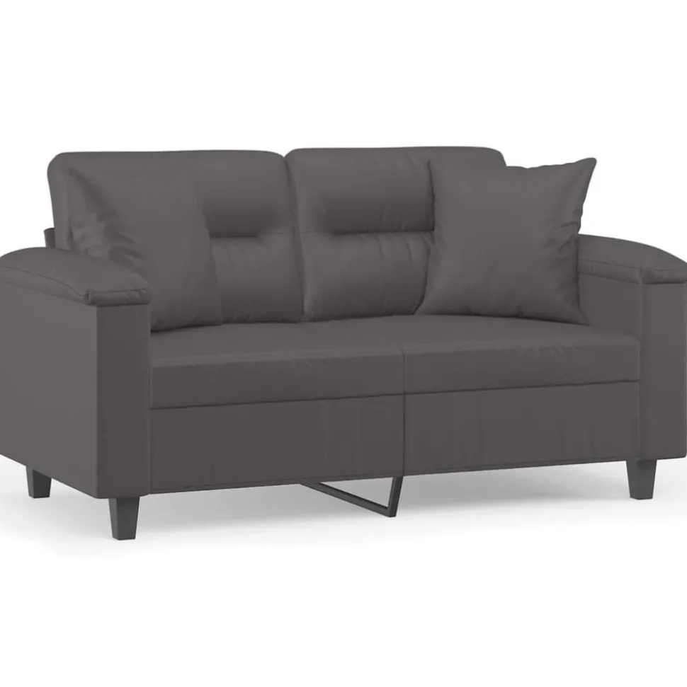 vidaXL Tweezitsbank met sierkussens 120 cm kunstleer grijs