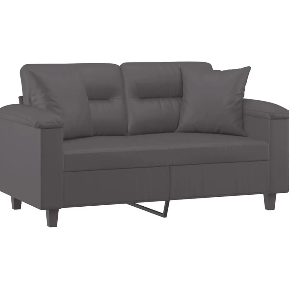 vidaXL Tweezitsbank met sierkussens 120 cm kunstleer grijs