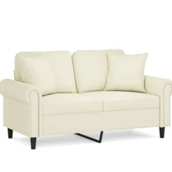 vidaXL Tweezitsbank met sierkussens 120 cm fluweel crèmekleurig