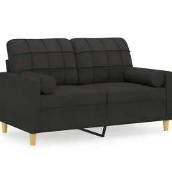 vidaXL Tweezitsbank met sierkussens 120 cm stof zwart