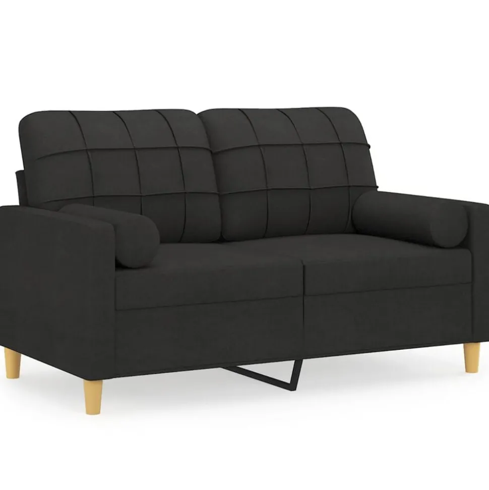 vidaXL Tweezitsbank met sierkussens 120 cm stof zwart