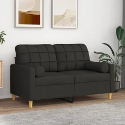 vidaXL Tweezitsbank met sierkussens 120 cm stof zwart