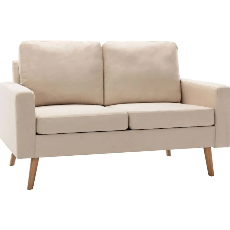 vidaXL Tweezitsbank stof crème