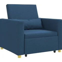 vidaXL Uittrekbaar slaapbank eenpersoons Blauw 90 x 165 x 87 cm Stof