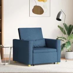 vidaXL Uittrekbaar slaapbank eenpersoons Blauw 90 x 165 x 87 cm Stof