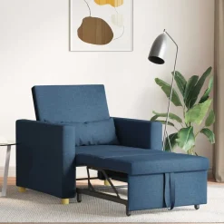vidaXL Uittrekbaar slaapbank eenpersoons Blauw 90 x 165 x 87 cm Stof