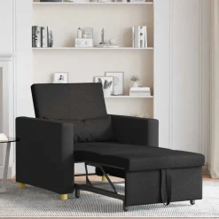 vidaXL Uittrekbaar slaapbank eenpersoons Zwart 90 x 165 x 87 cm Stof