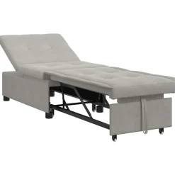 vidaXL Uittrekbare Slaapbank Lichtgrijs 194 x 67 x 82 cm Microvezel