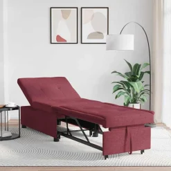 vidaXL Uittrekbare Slaapbank Wijnrood 194 x 50 x 82 cm Stof