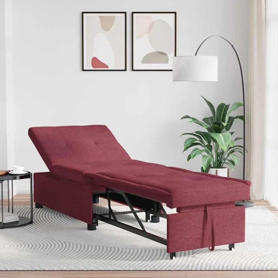 vidaXL Uittrekbare Slaapbank Wijnrood 194 x 50 x 82 cm Stof