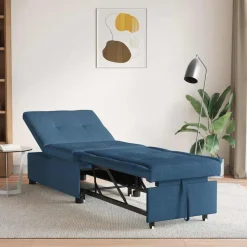 vidaXL Uittrekbare Slaapbank Blauw 194 x 50 x 82 cm Stof