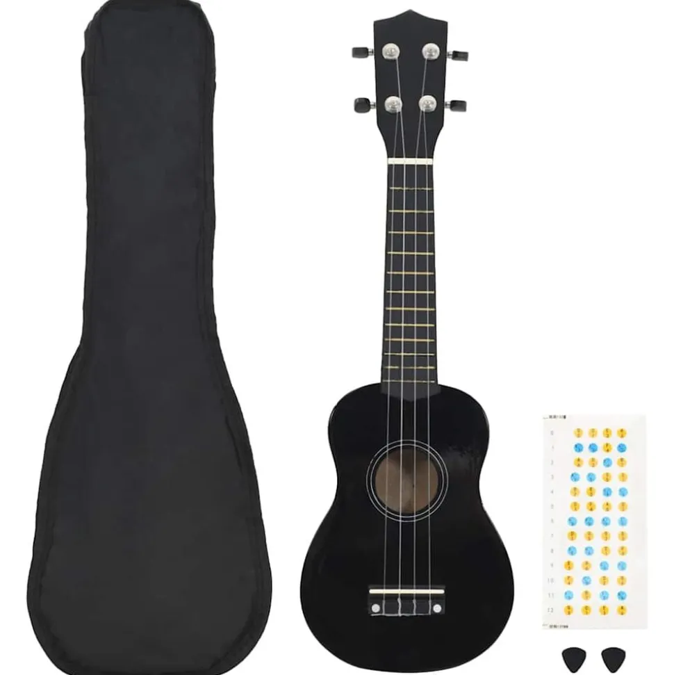 vidaXL Ukuleleset met tas voor kinderen sopraan 21'' zwart