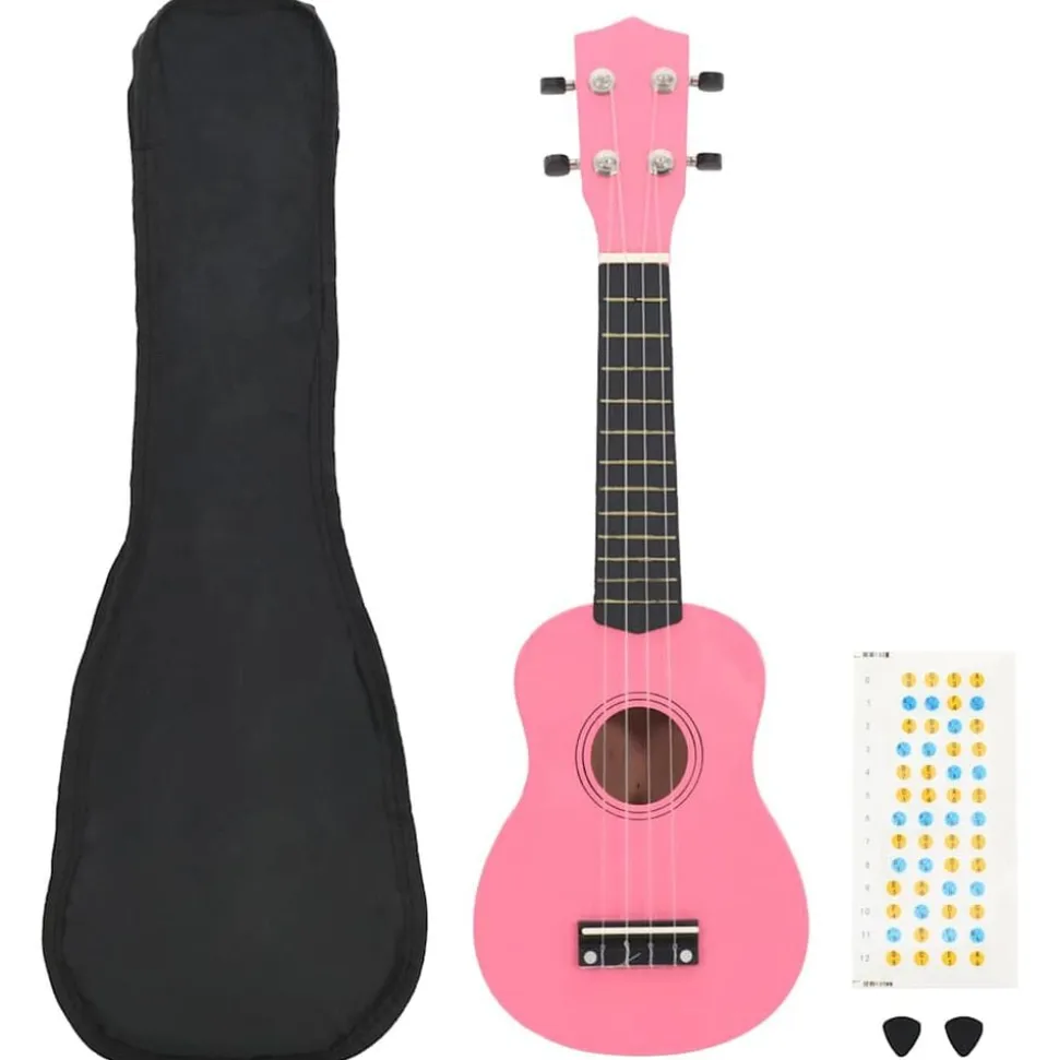 vidaXL Ukuleleset met tas voor kinderen sopraan 21'' roze