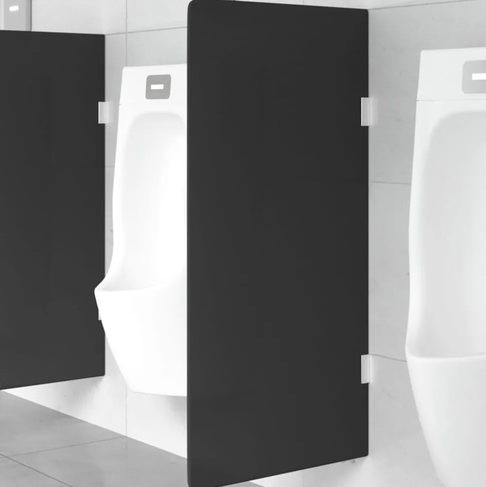vidaXL Urinoirschot wandgemonteerd 90x40 cm gehard glas zwart