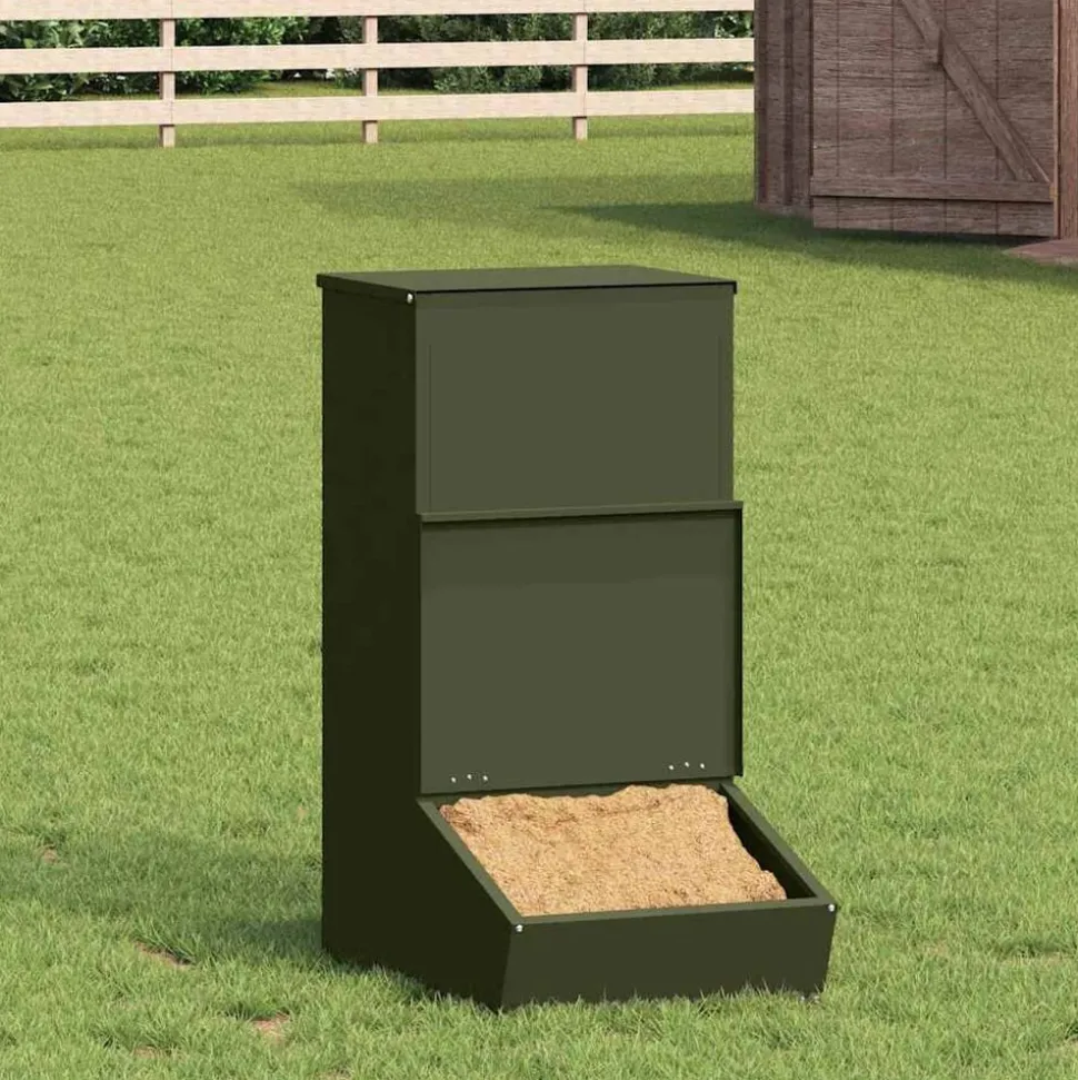 vidaXL Varkensvoeder Olijf Groen 55 x 38 x 76 cm Koudgewalst Staal