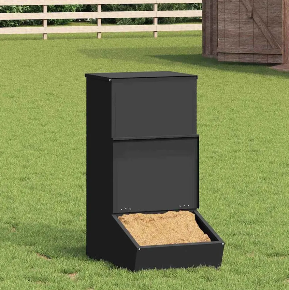 vidaXL Varkensvoeder Zwart 55 x 38 x 76 cm Koudgewalst Staal