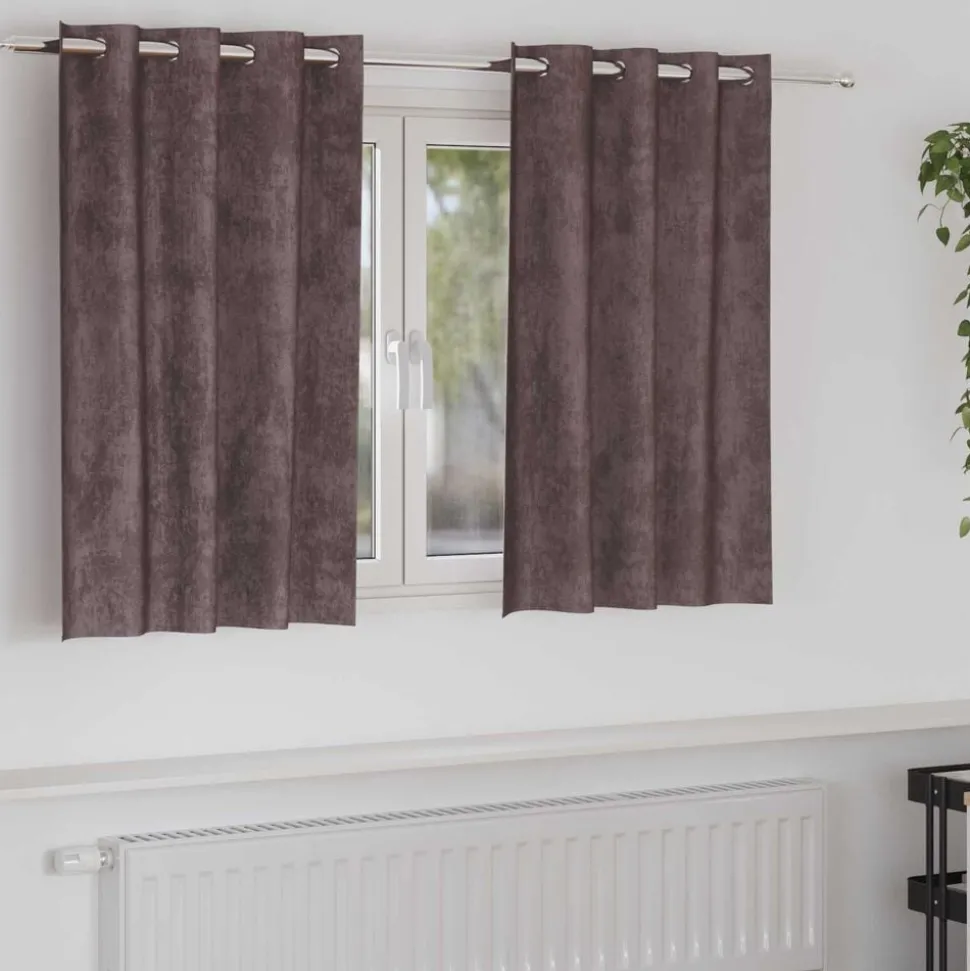 vidaXL Velvet Gordijnen met gordijnen 2 pcs Bruin 140 x 140 cm Fluweel