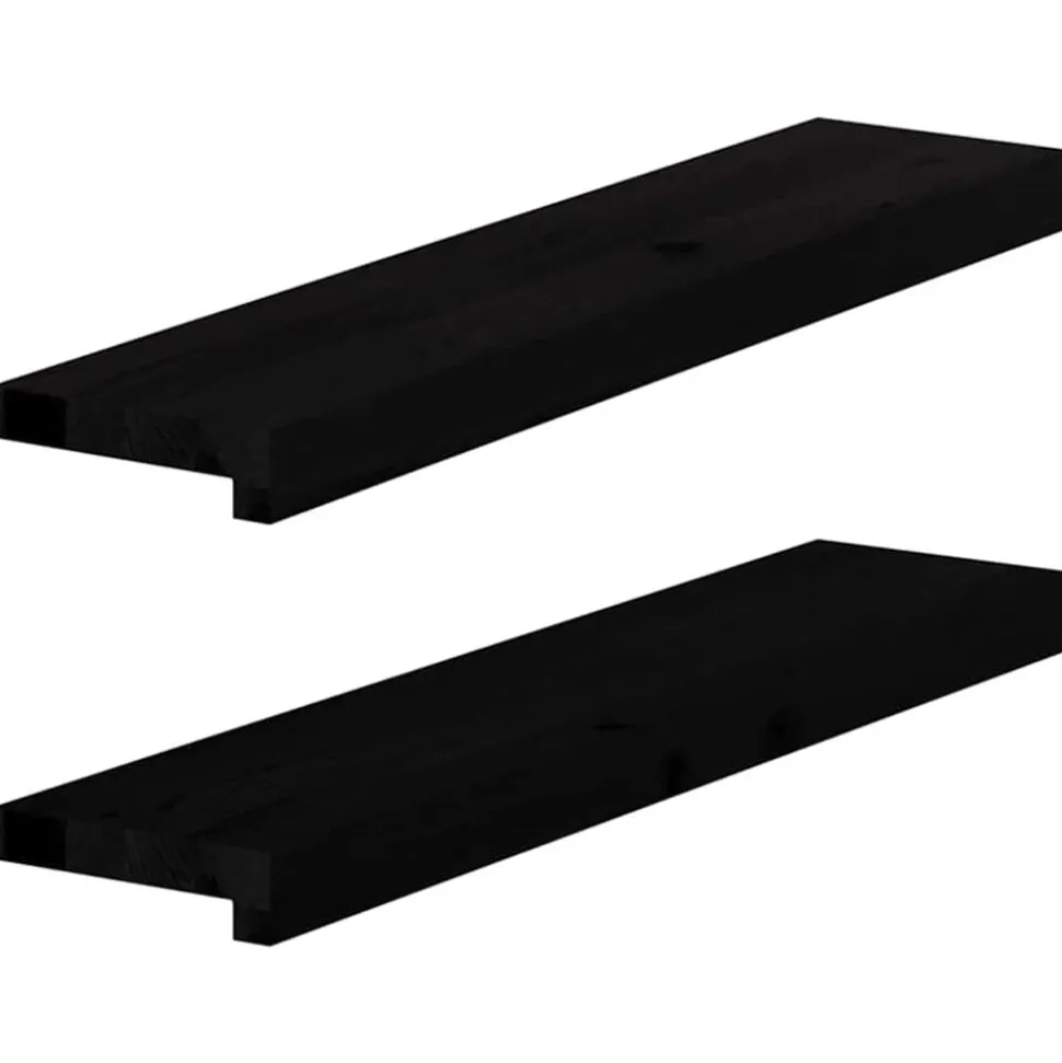 vidaXL Vensterbanken 2 st 70x15x2 cm massief eikenhout donkerbruin
