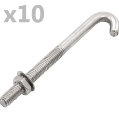 vidaXL Verankerde J-bout met moer en sluitring 25 sets M8x100 mm