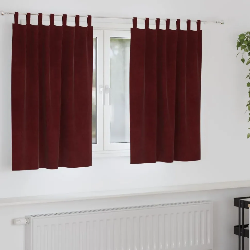 vidaXL Verduisterende gordijnen 2 pcs Wijnrood 140 x 140 cm Fluweel