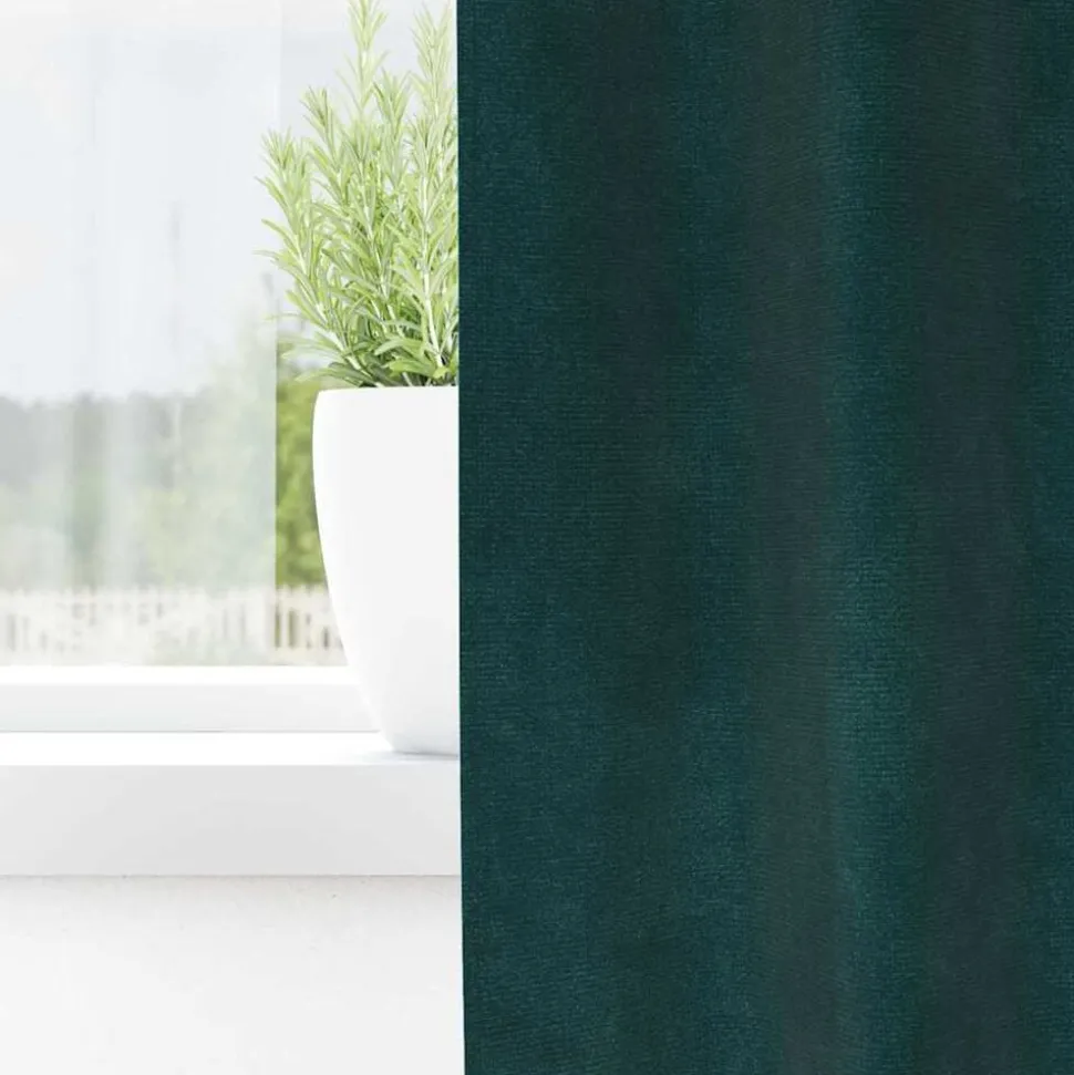 vidaXL Verduisterende gordijnen 2 pcs Donkergroen 140 x 140 cm Fluweel