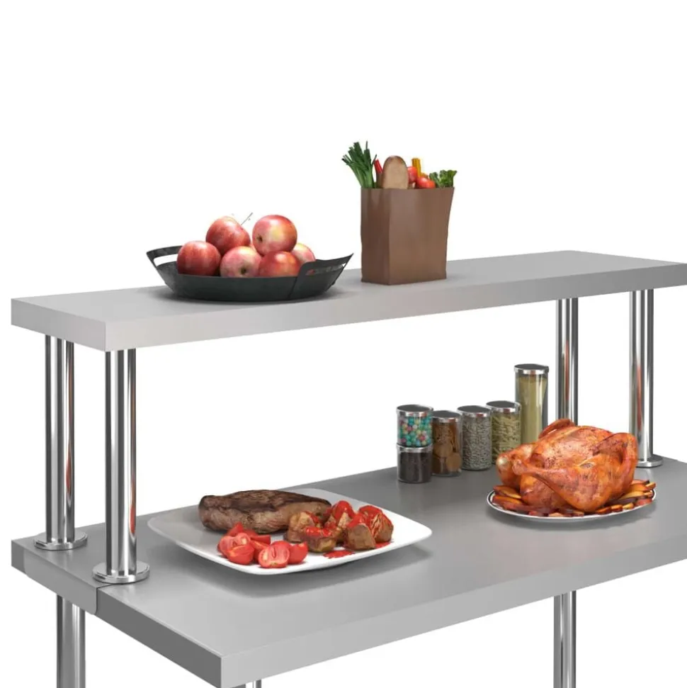 vidaXL Verhoging voor werktafel 120x30x35 cm roestvrij staal
