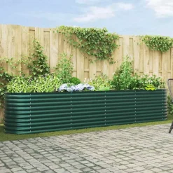 vidaXL Verhoogd bed Groen 400 x 80 x 81 cm Staal