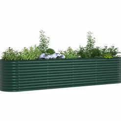vidaXL Verhoogd bed Groen 400 x 80 x 81 cm Staal