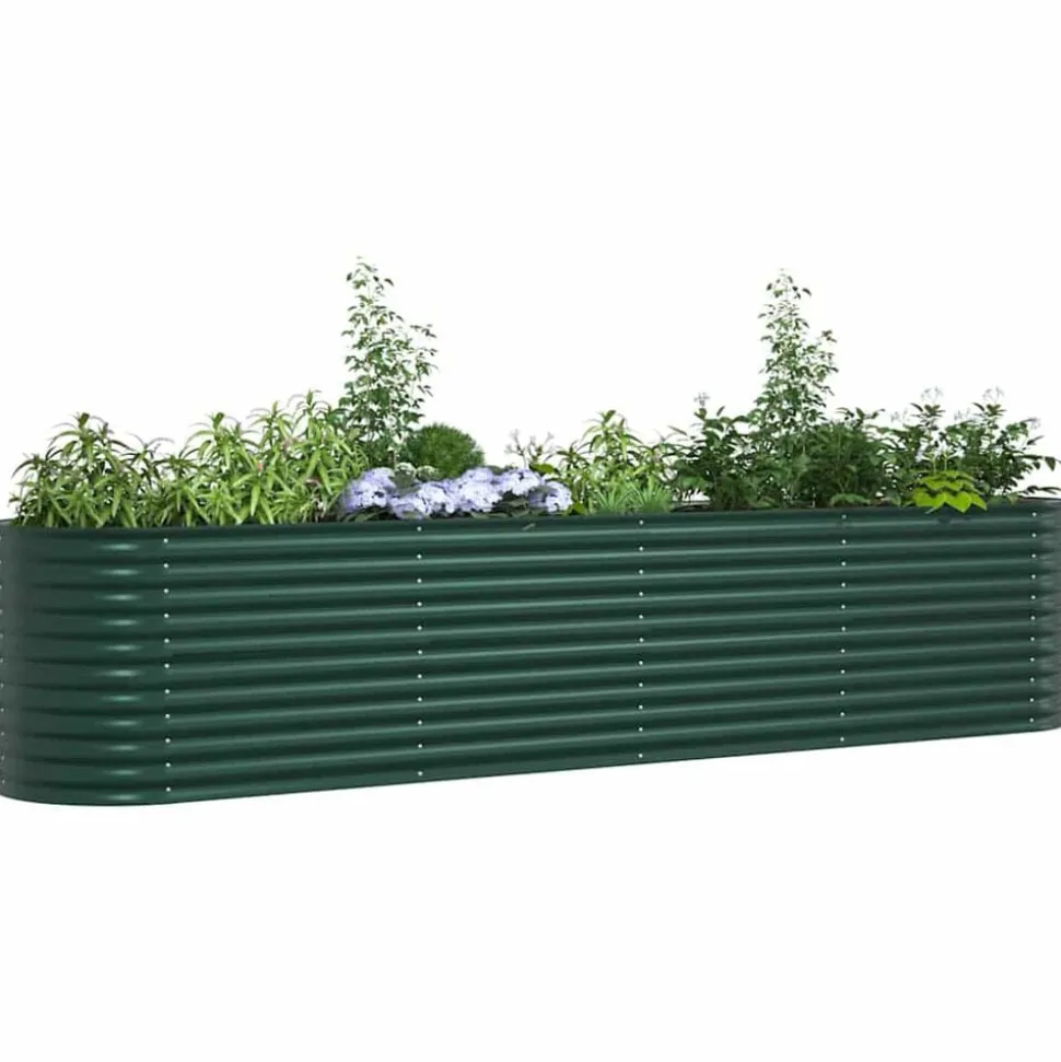 vidaXL Verhoogd bed Groen 400 x 80 x 81 cm Staal
